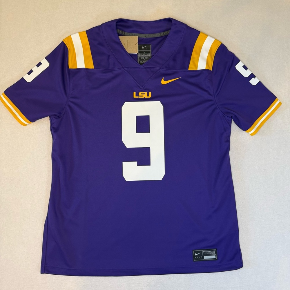 NWT Nike LSU Tigers #9 Burrow Jersey Purple Large Alumni Game Size Large